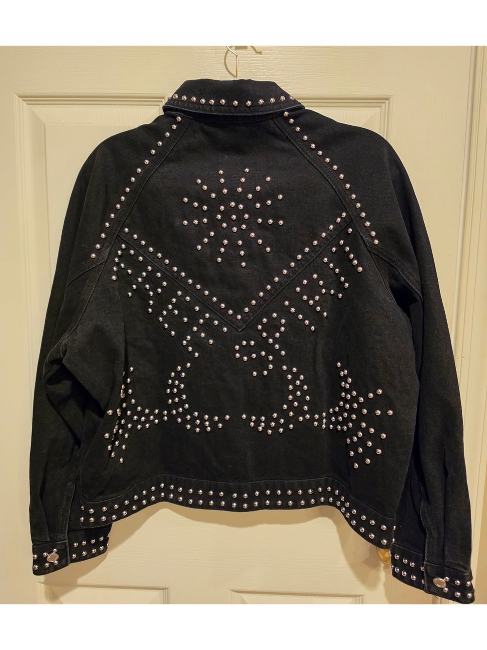 Nasty Gal Black Studded Free Spirit Denim Jacket size 8
